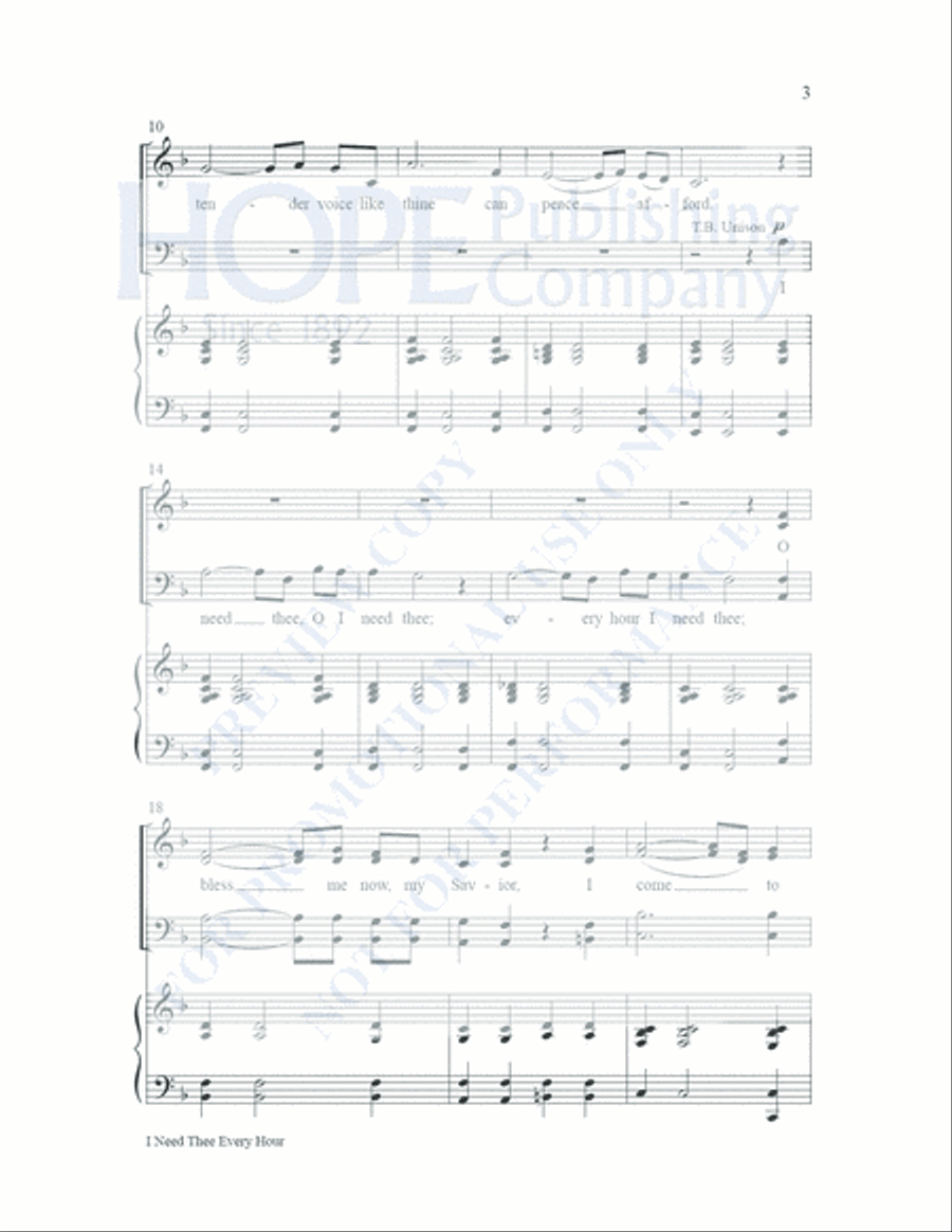 I Need Thee Every Hour 4-Part scores gallery preview page 4