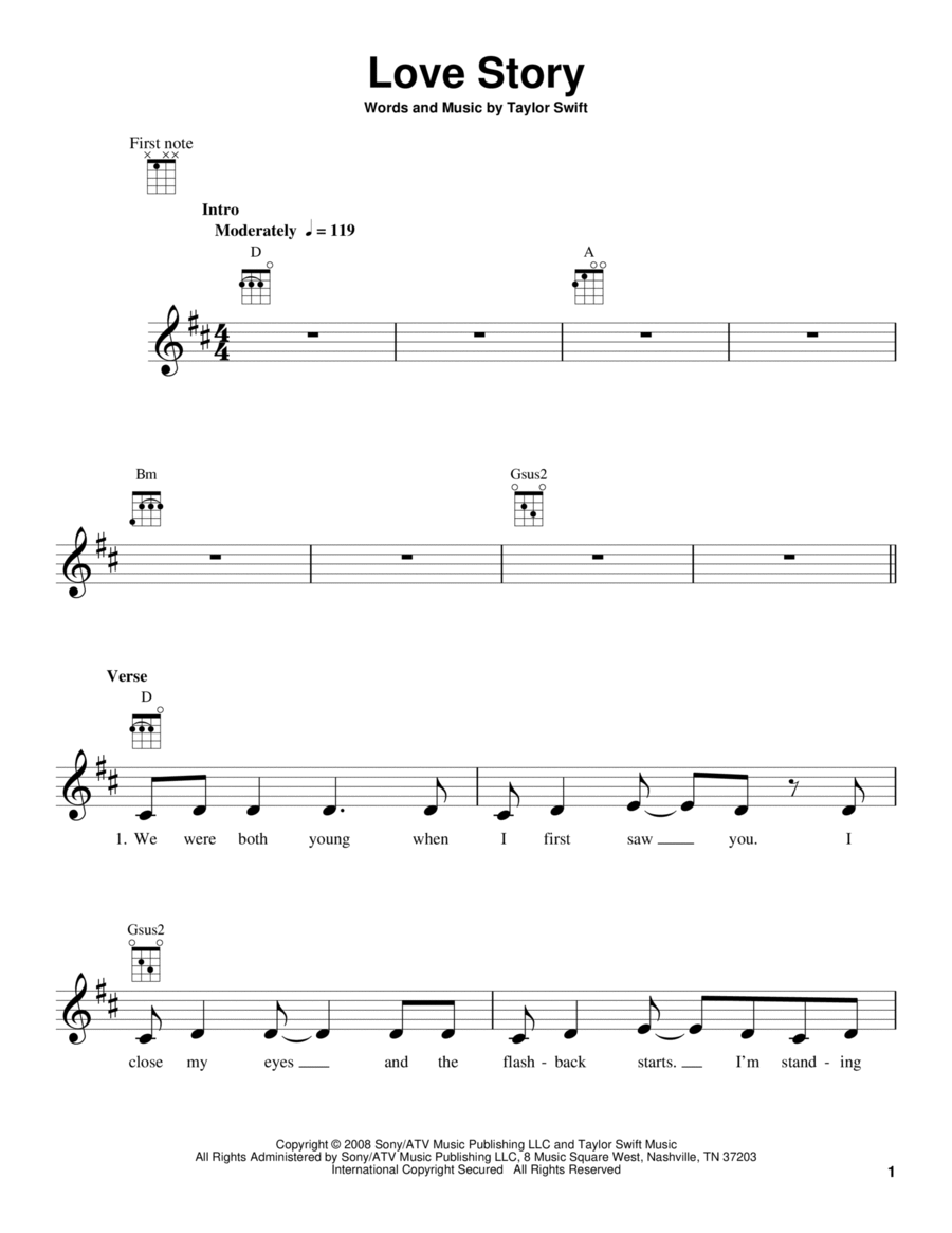 Love Story Love Story Ukulele scores gallery preview page 1