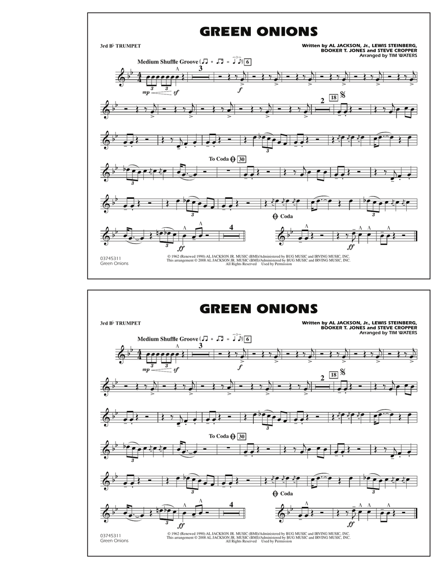 Green Onions - 3rd Bb Trumpet Marching Band scores gallery preview page 1