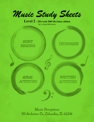 Book cover for Music Study Sheets Level 2 2014 and 2003 Revision edition