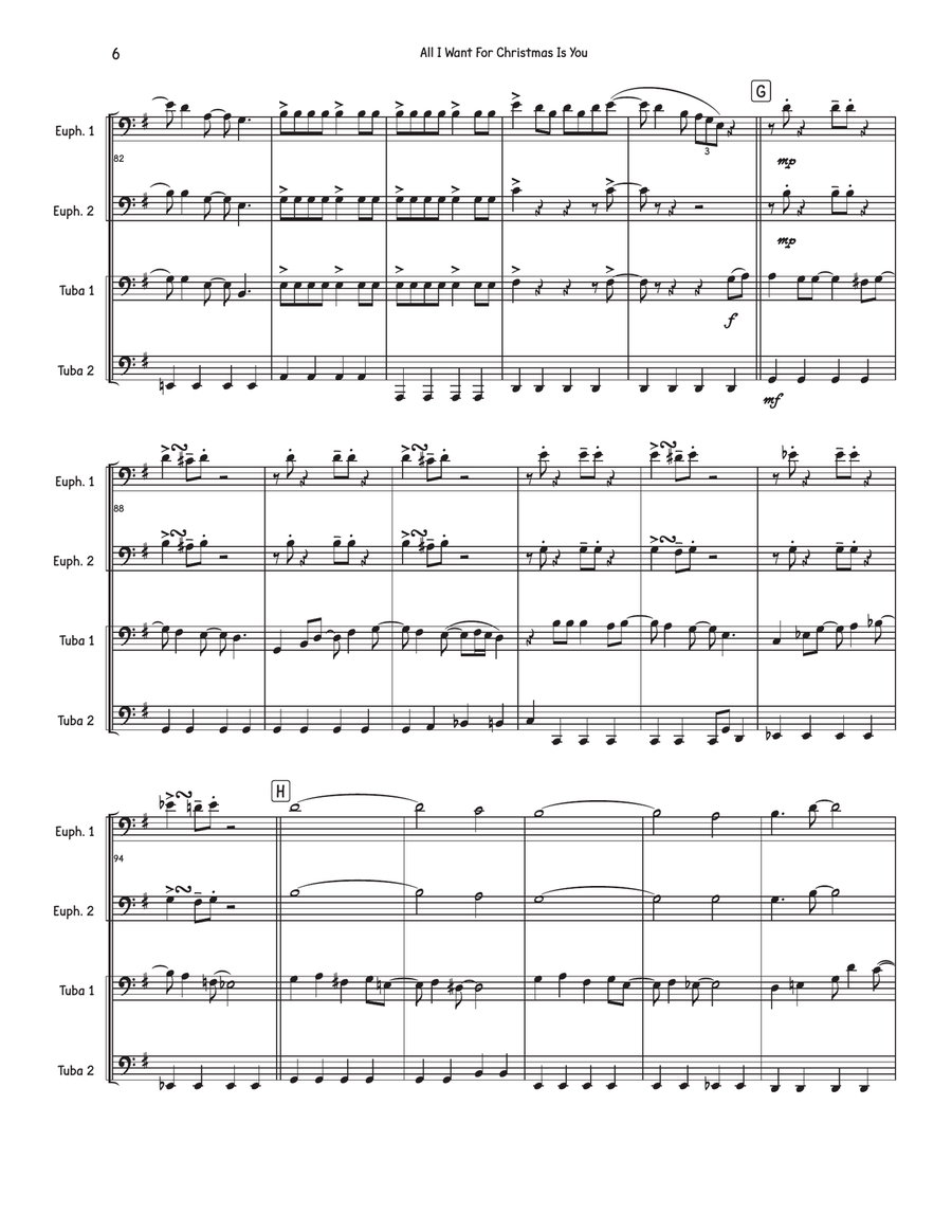 All I Want For Christmas Is You Brass Quartet scores gallery preview page 6