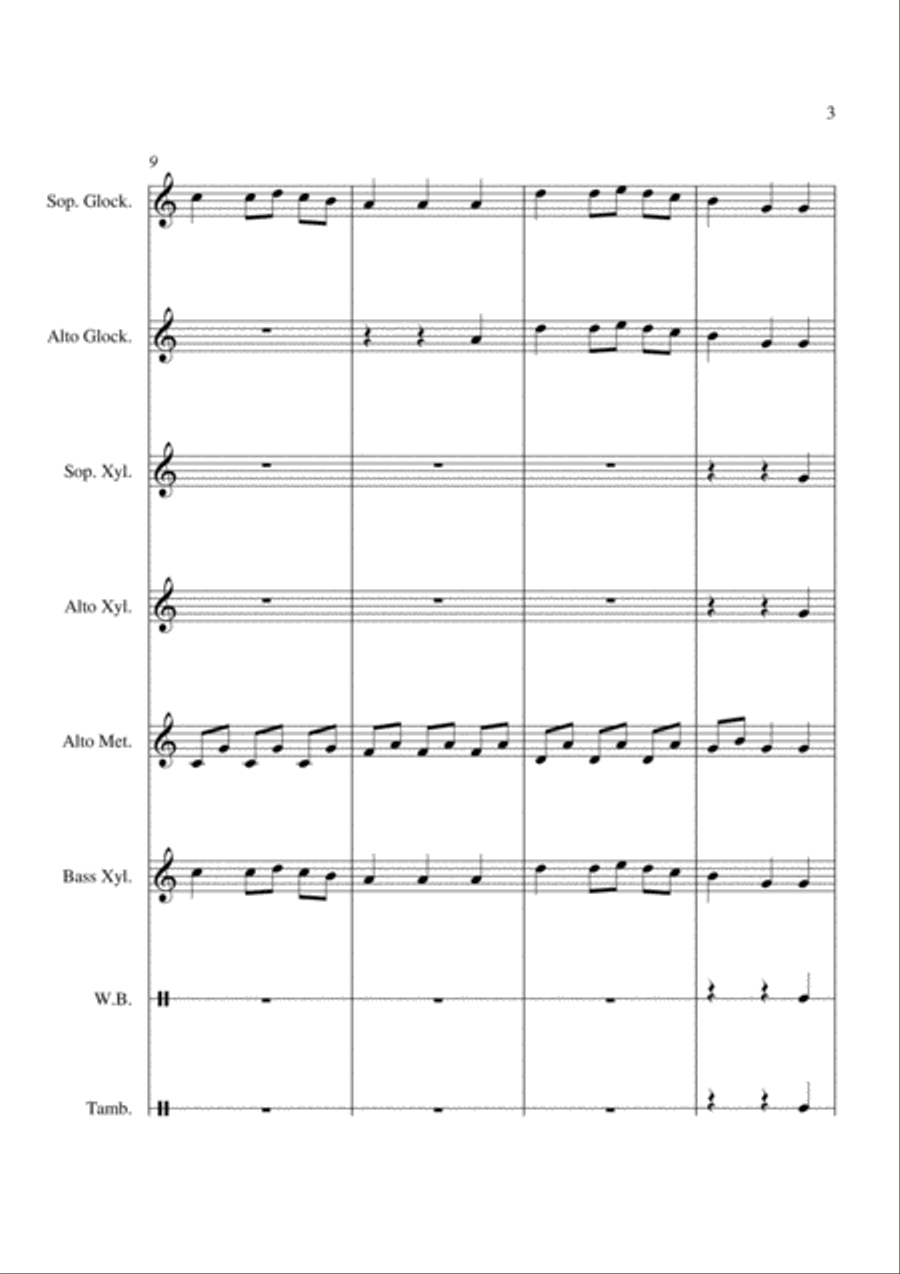 We Wish You A Merry Christmas - For Orff Ensemble Percussion Ensemble scores gallery preview page 3