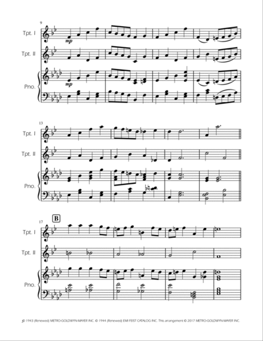 Have Yourself A Merry Little Christmas Trumpet Duet scores gallery preview page 2