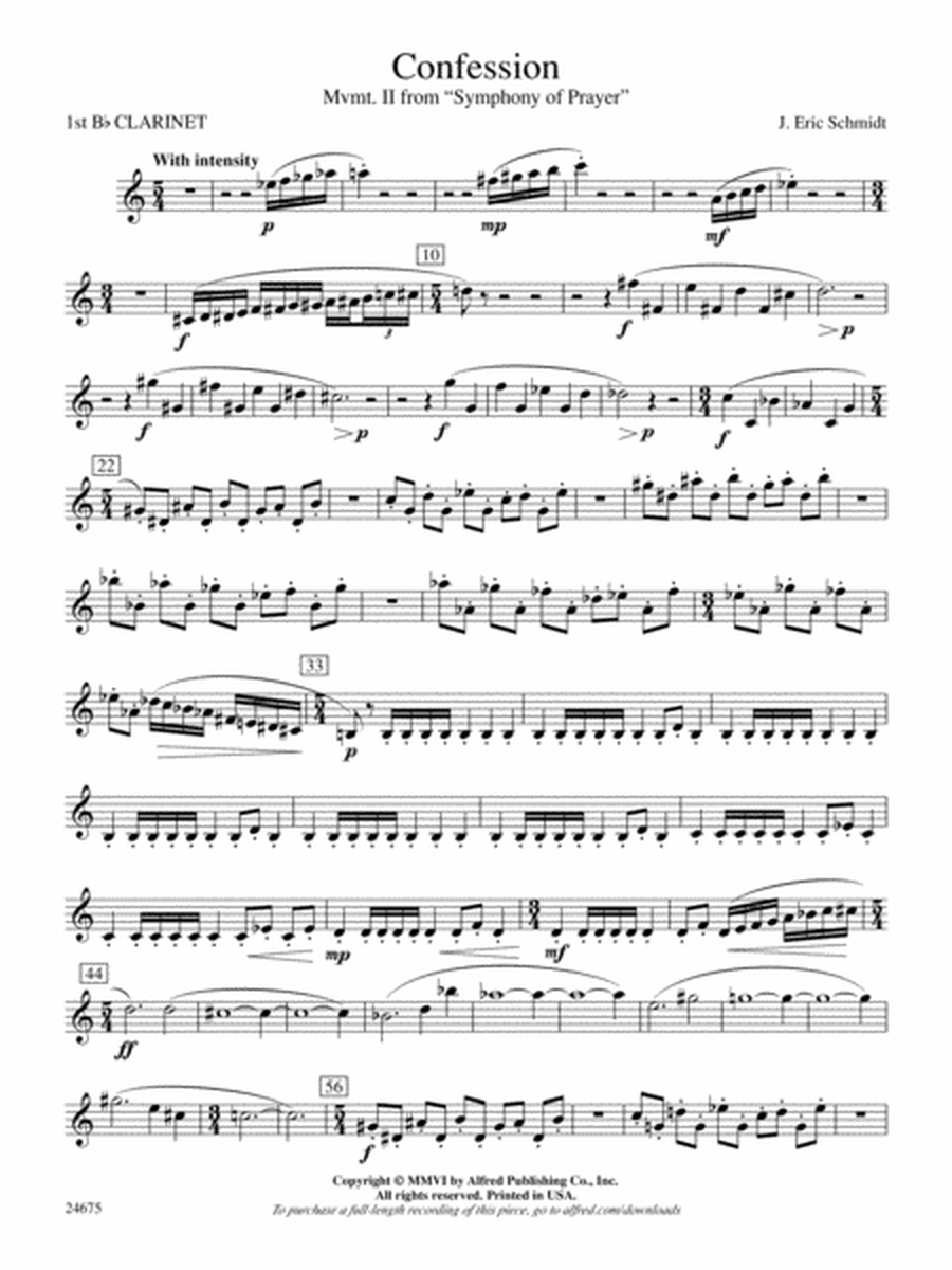 Confession (Movement 2 of Symphony of Prayer): 1st B-flat Clarinet