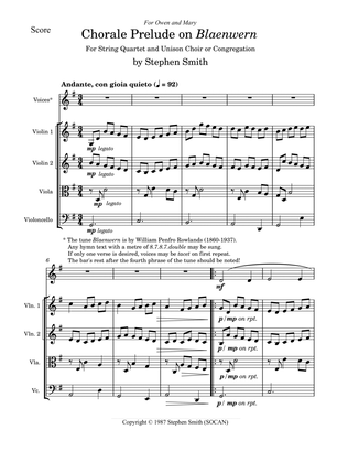 Book cover for Prelude on "Blaenwern" (Hymn Accompaniment for String Quartet)