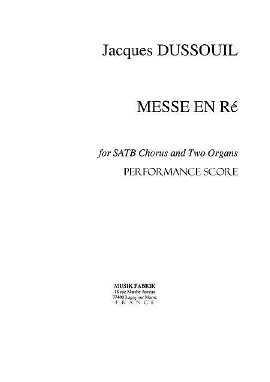 Mass in D (organ parts/cond.) 4-Part scores gallery preview page 1