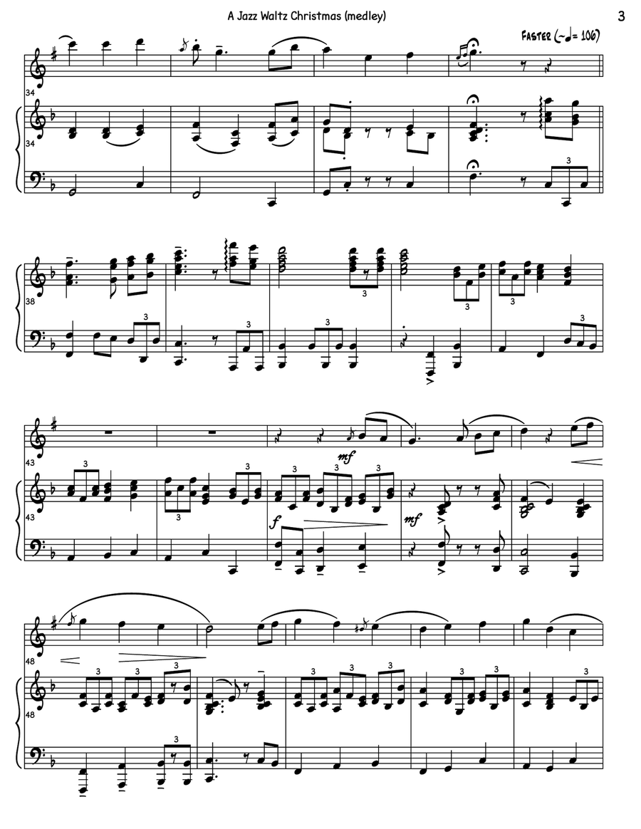 A Jazz Waltz Christmas (medley) Tenor Saxophone scores gallery preview page 6