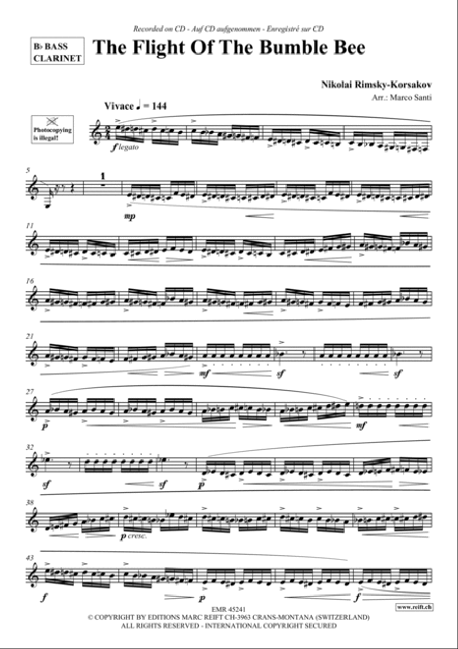 The Flight Of The Bumble Bee Bass Clarinet scores gallery preview page 2