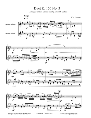 Mozart: Duet K. 156 No. 3 for Bass Clarinet Duo