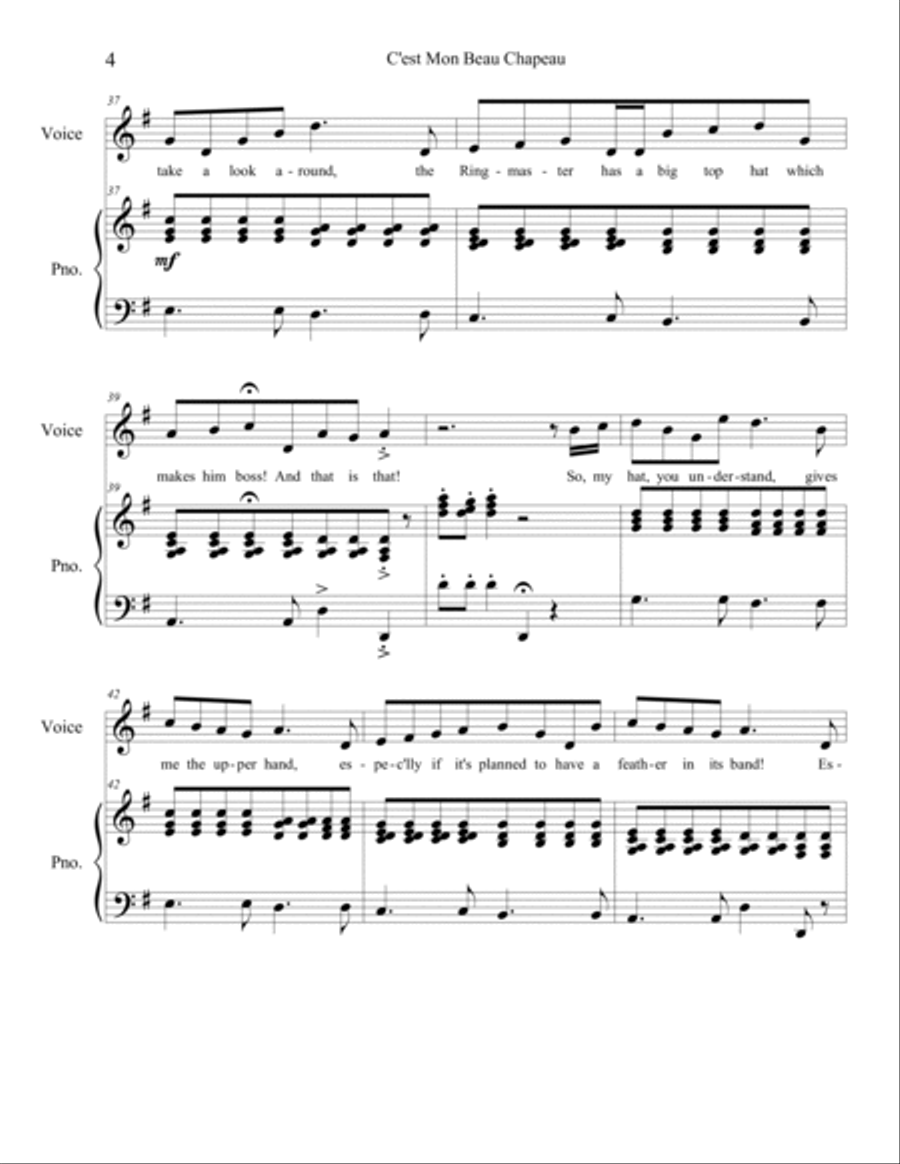 C'est Mon Beau Chapeau Voice scores gallery preview page 4