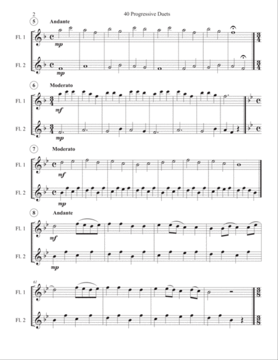 40 Progressive Flute Duets Flute Duet scores gallery preview page 2
