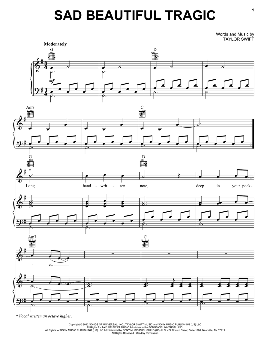 Sad Beautiful Tragic Acoustic Guitar scores gallery preview page 1