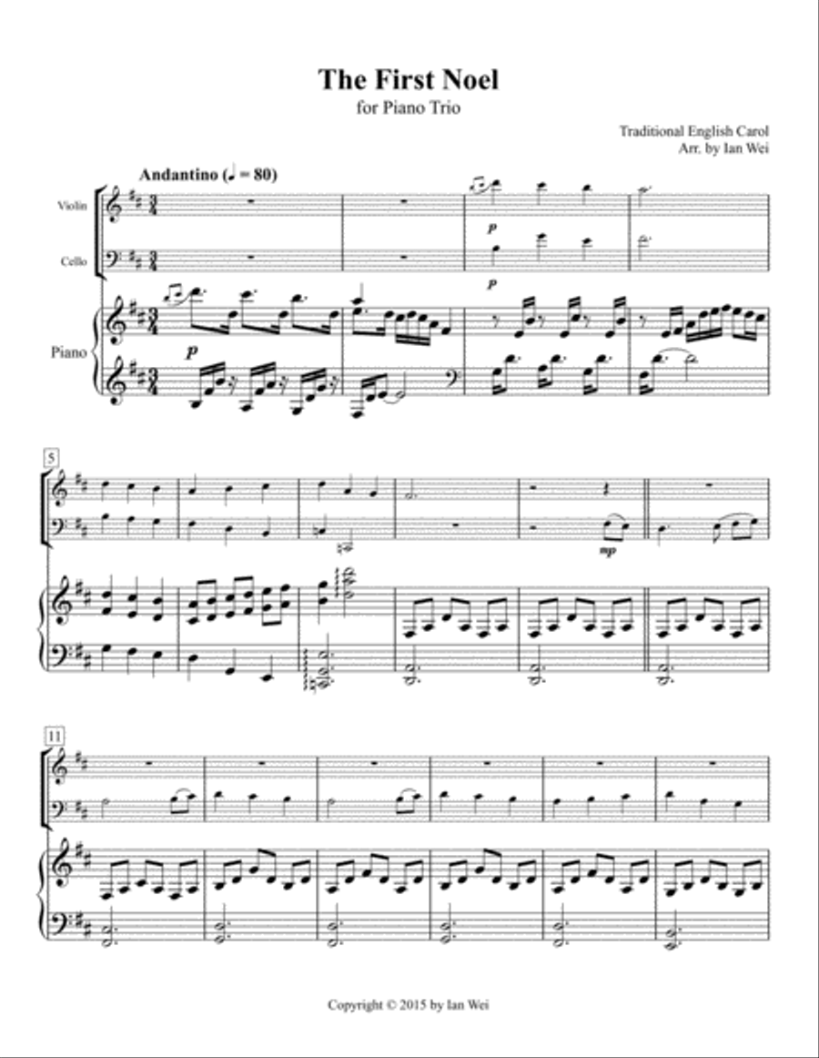 The First Noel for Piano Trio Piano Trio scores gallery preview page 1