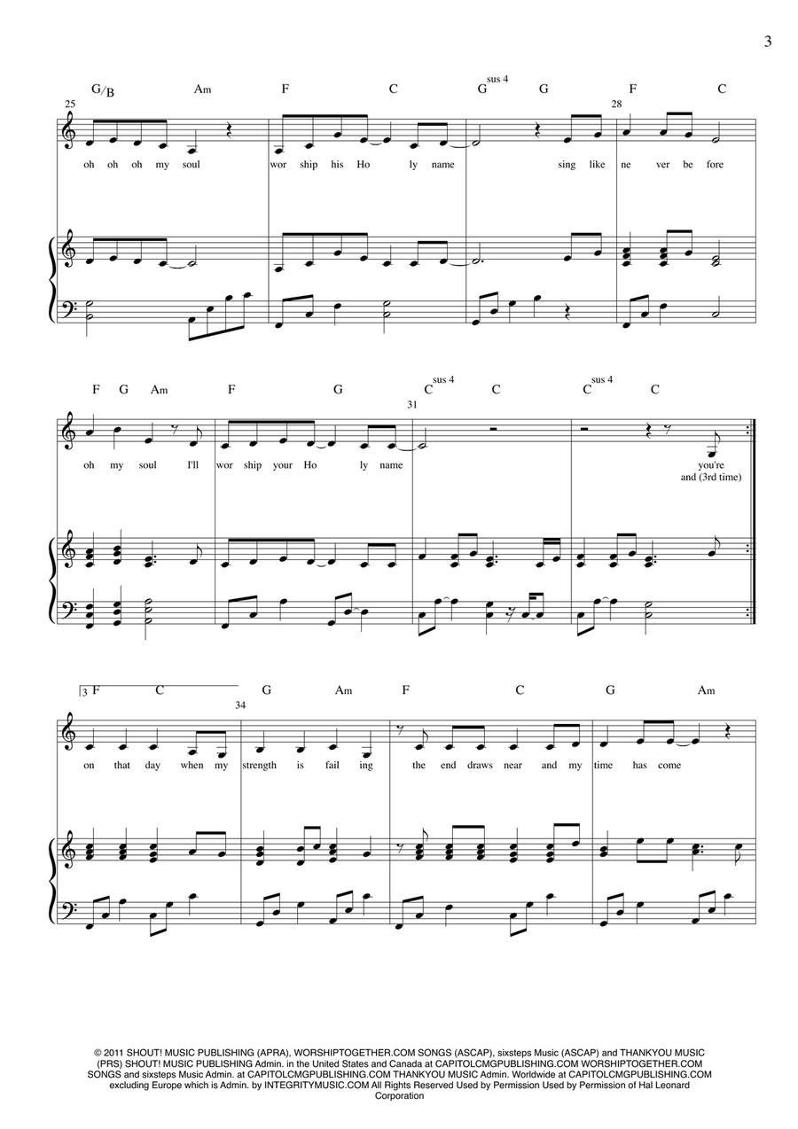 Bless The Lord, Oh My Soul Piano, Vocal scores gallery preview page 3