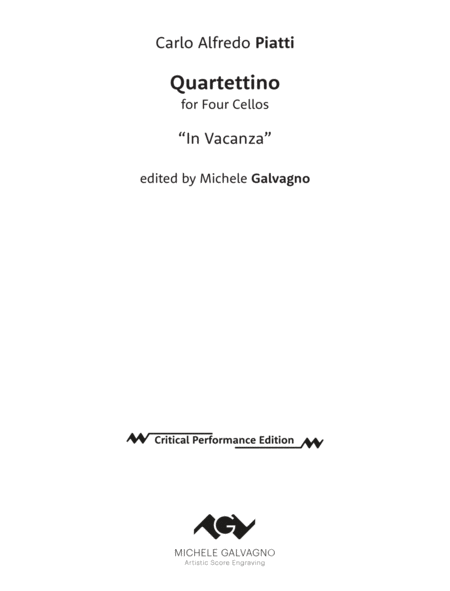 PIATTI, Carlo Alfredo - Quartettino "In Vacanza" for four cellos