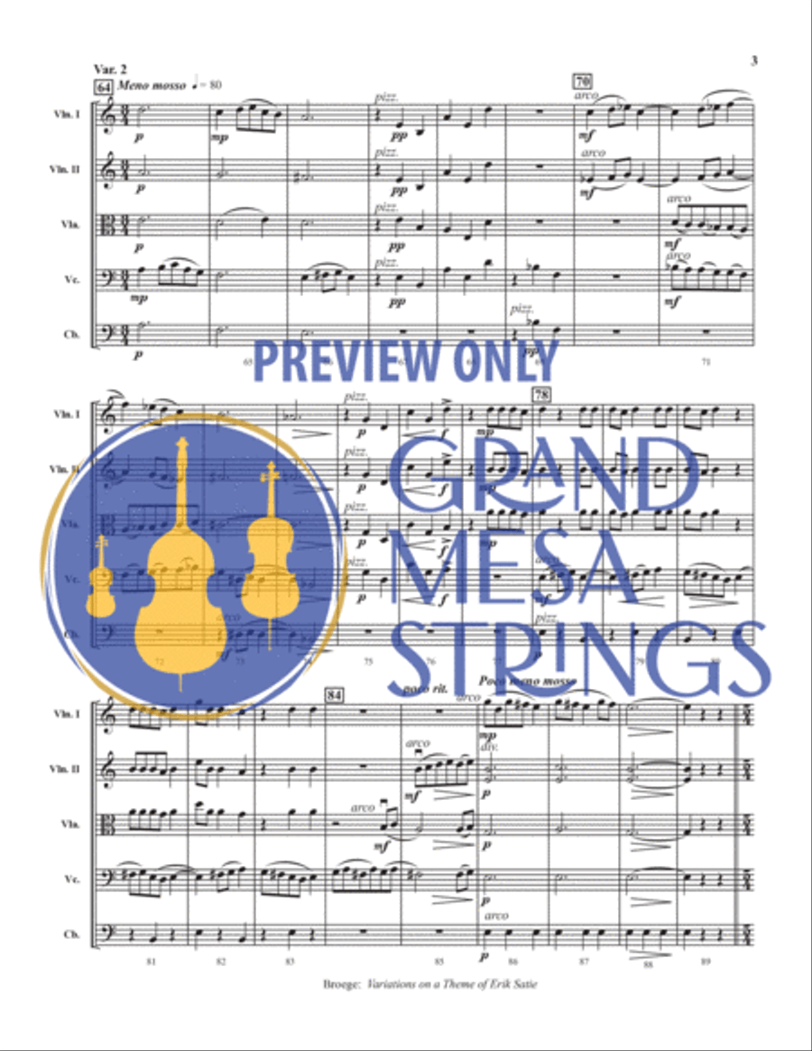 Variations on a Theme of Eric Satie String Orchestra scores gallery preview page 4