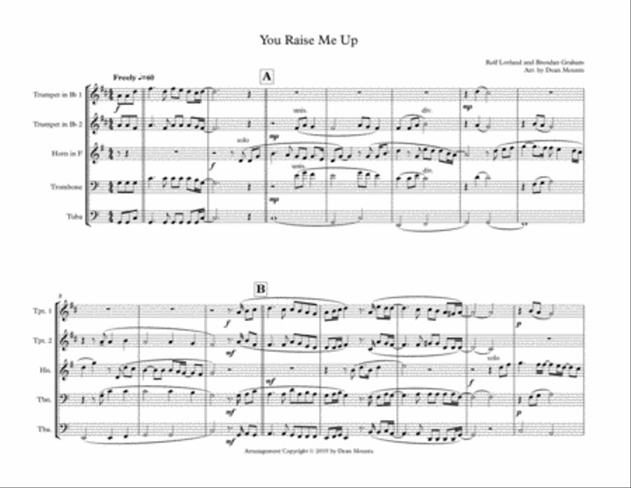 You Raise Me Up You Raise Me Up Brass Ensemble scores gallery preview page 1