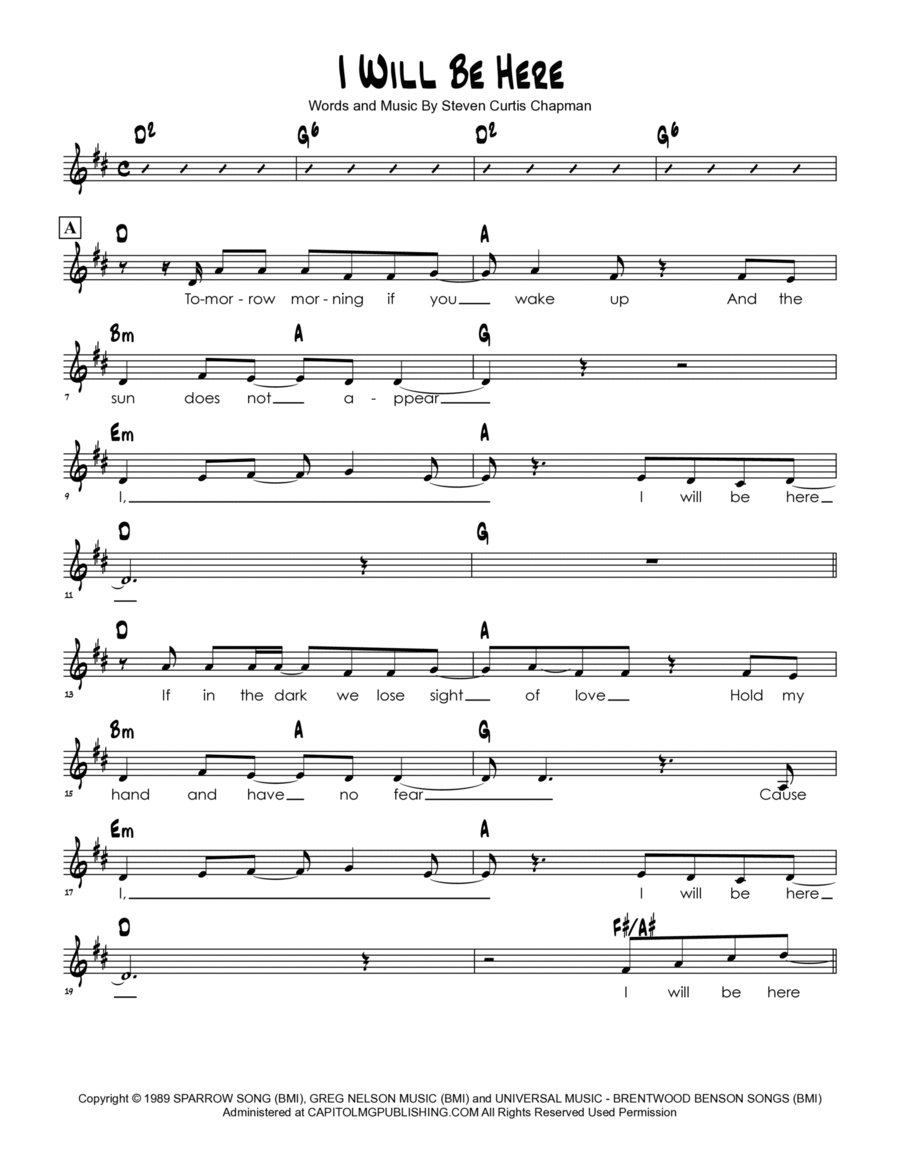 I Will Be Here Easy Piano scores gallery preview page 1