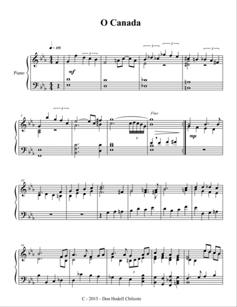 O Canada Harpsichord scores gallery preview page 2