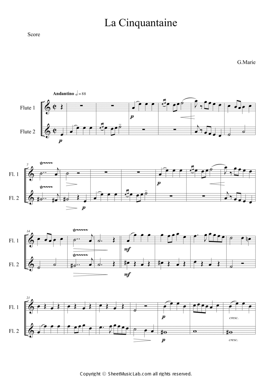 La Cinquantaine Flute Duet scores gallery preview page 1