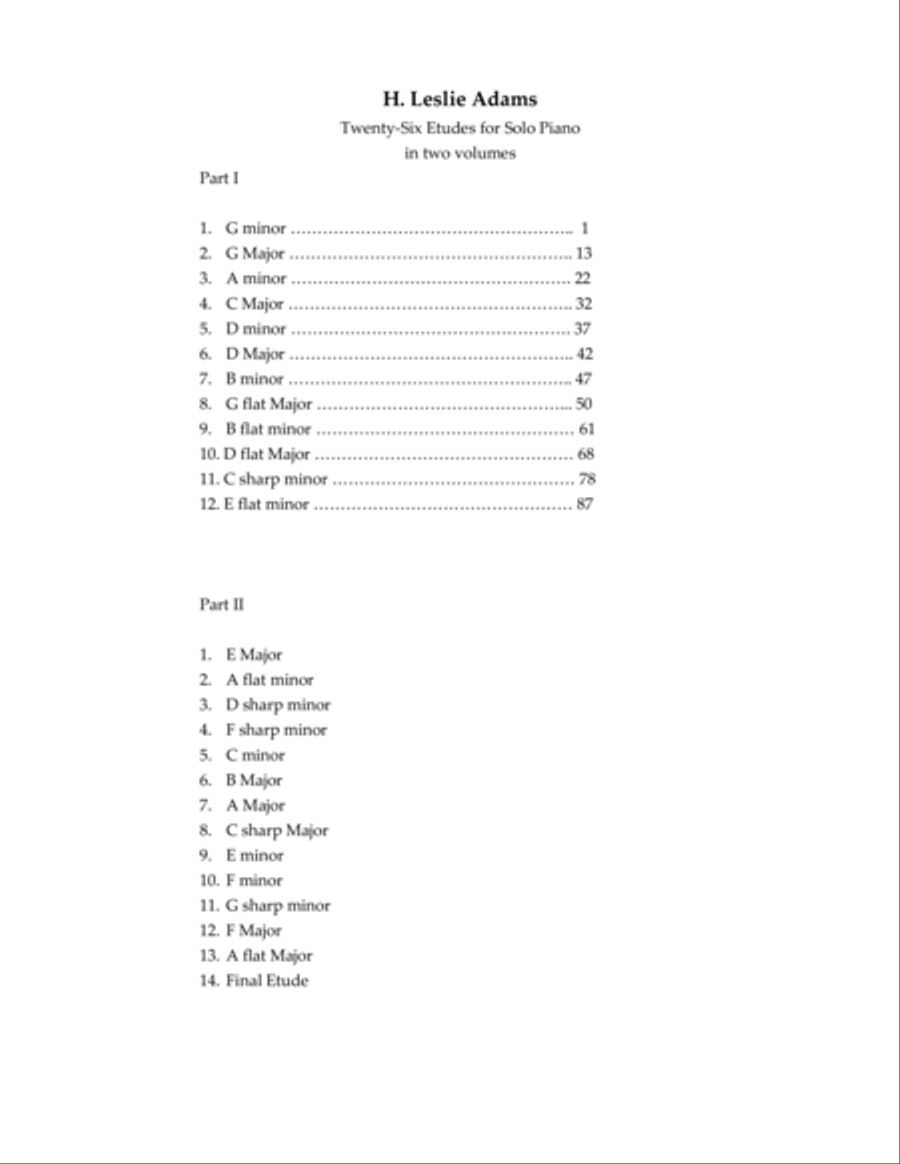 [Adams] 26 Etudes for Solo Piano, Vol. 1