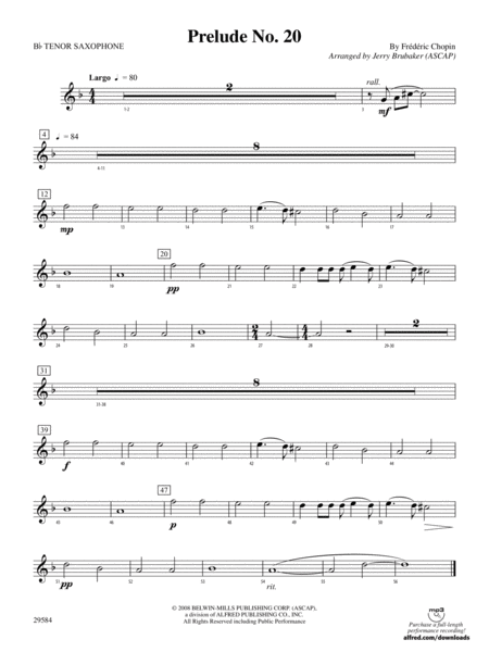 Prelude No. 20: B-flat Tenor Saxophone