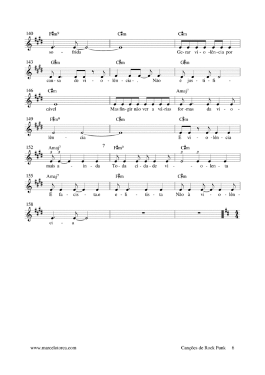 Canções de Rock e Punk Piano, Vocal, Guitar scores gallery preview page 6
