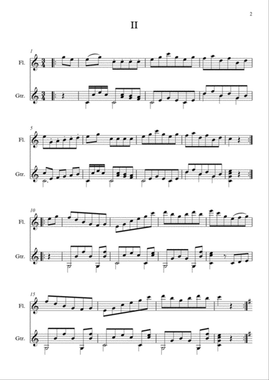12 Walzes for Flute and Guitar duet Flute scores gallery preview page 3