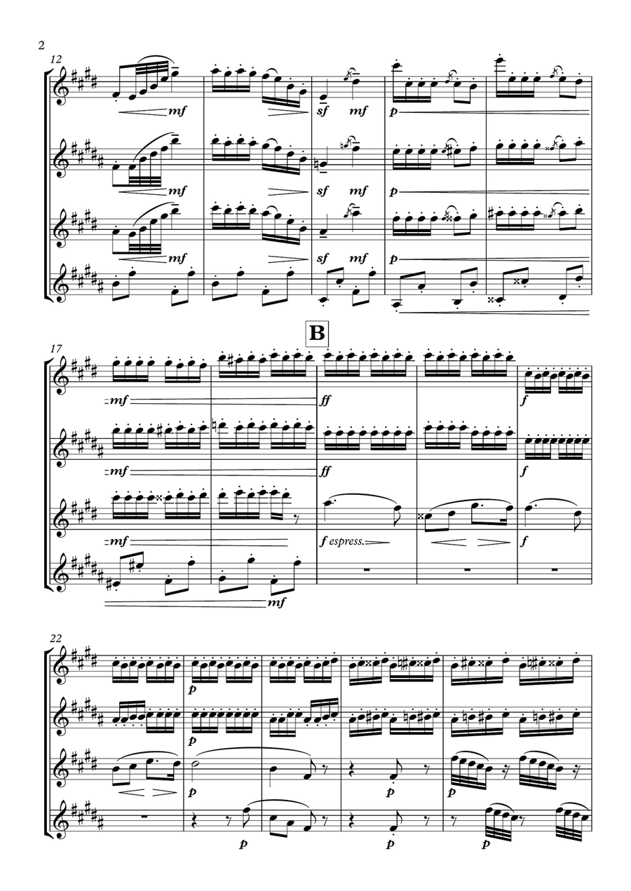 La suite de El cascanueces - 7. Danza de los Mirlitones Woodwind Quartet scores gallery preview page 2