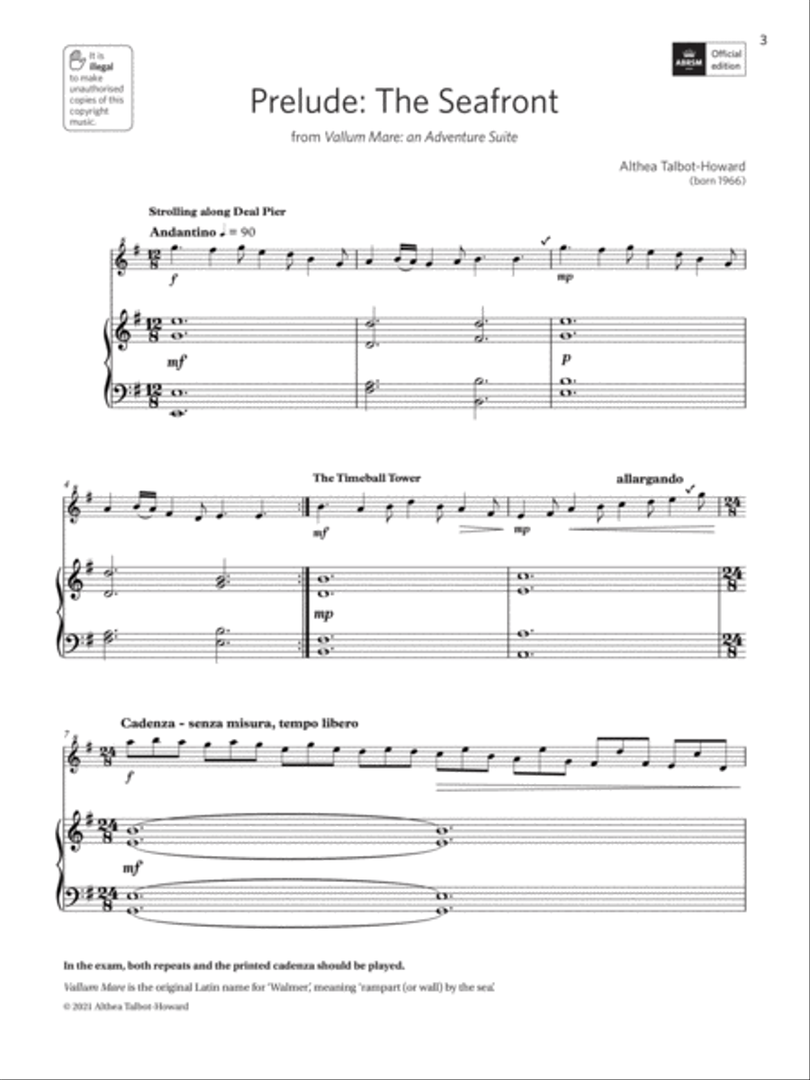 Prelude: The Seafront (Grade 5 List B8 from the ABRSM Descant Recorder syllabus from 2022) Soprano Recorder scores gallery preview page 3