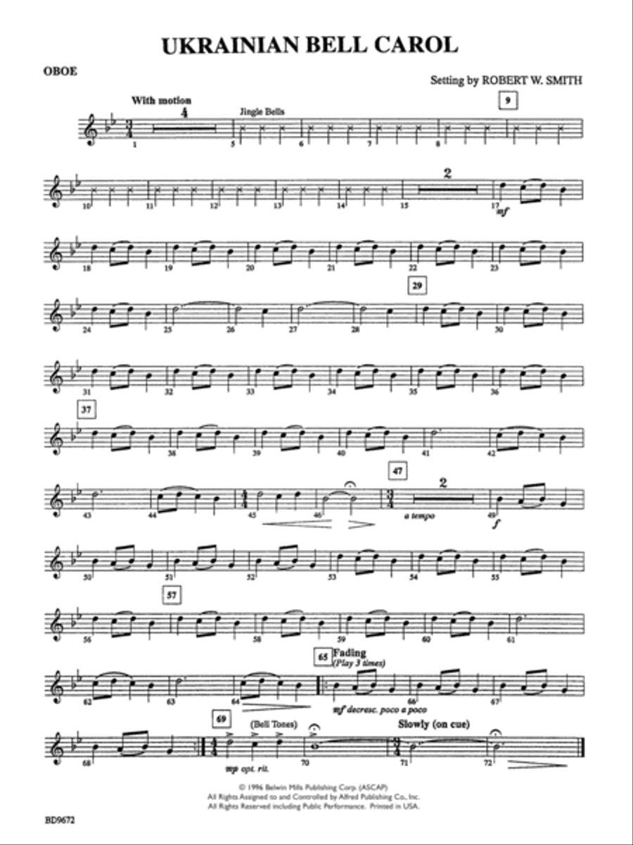 Ukrainian Bell Carol: Oboe Concert Band scores gallery preview page 1