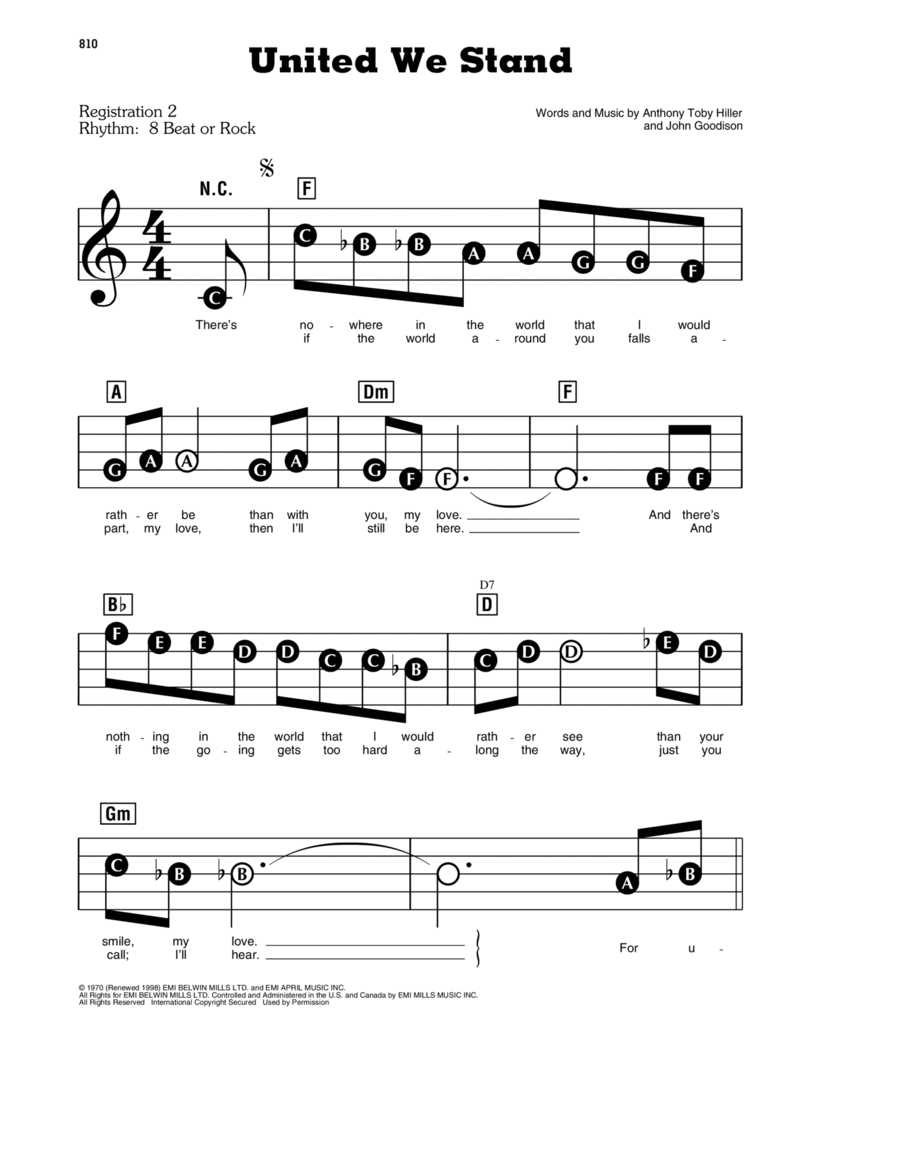 United We Stand Electronic Keyboard scores gallery preview page 1