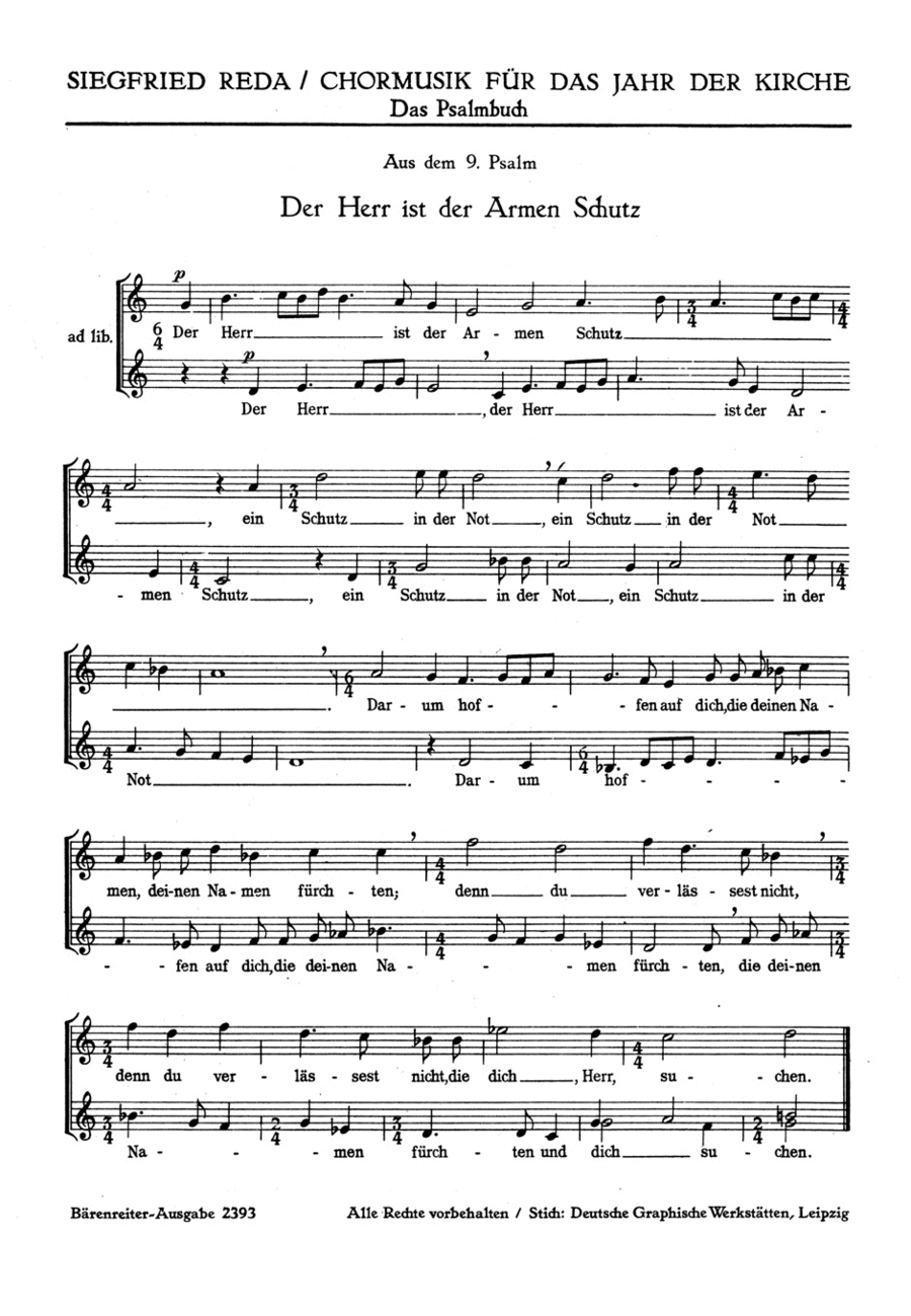 Der Herr ist der Armen Schutz (Psalm 9) Vor dir ist Freude die Fülle (Kanon) (1948) SSA scores gallery preview page 1