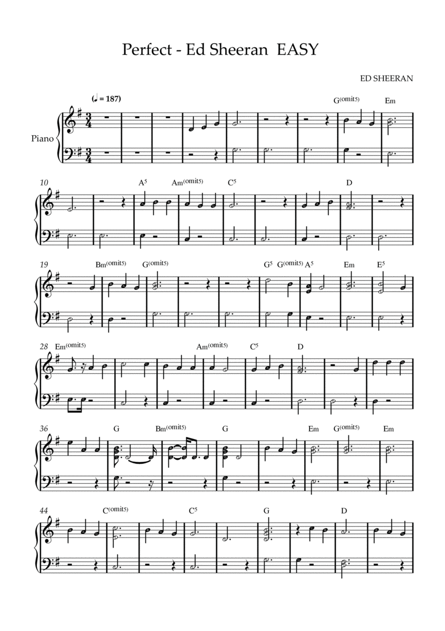Perfect Easy Piano scores gallery preview page 1