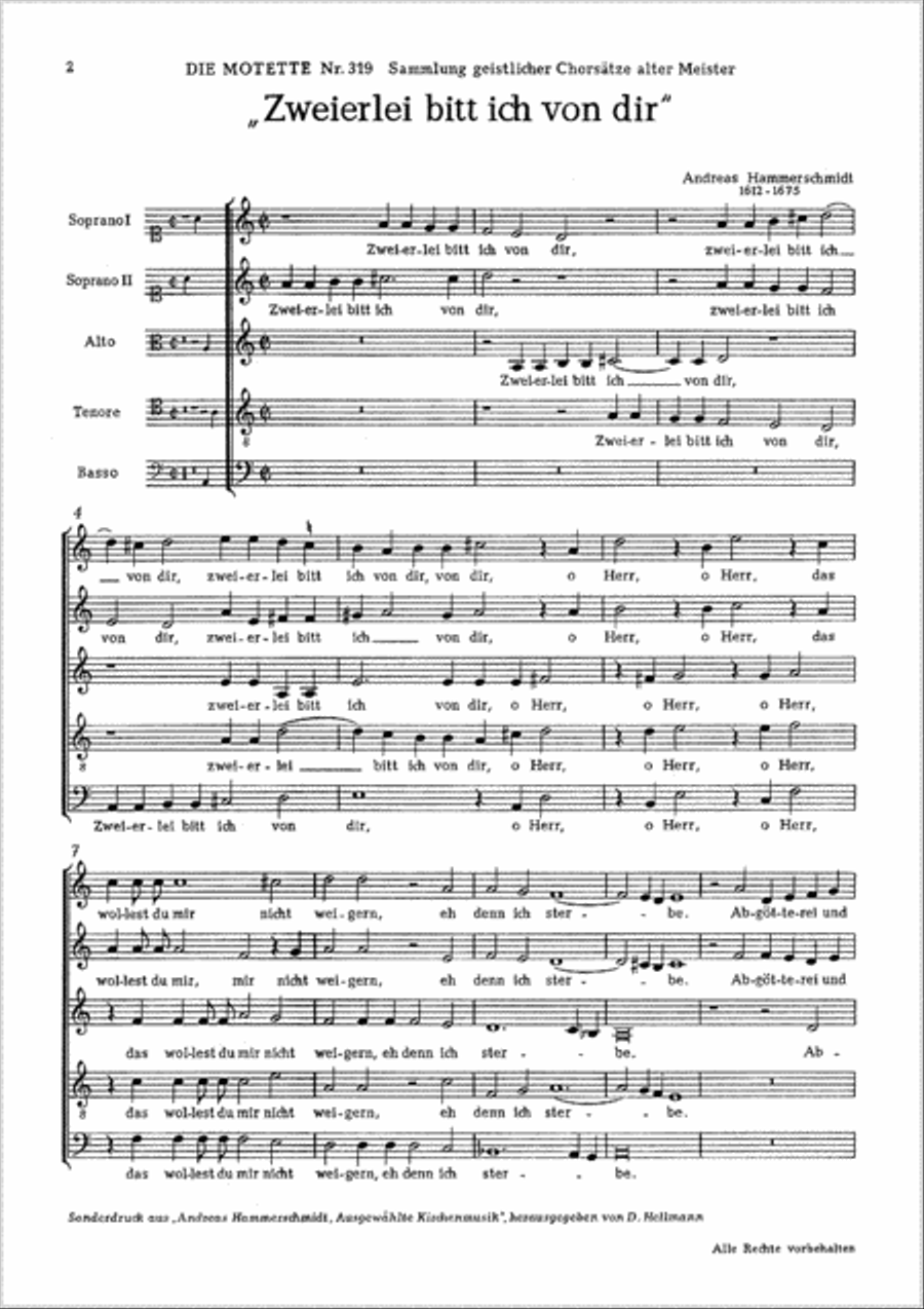 Zweierlei bitt ich von dir SSATB scores gallery preview page 1