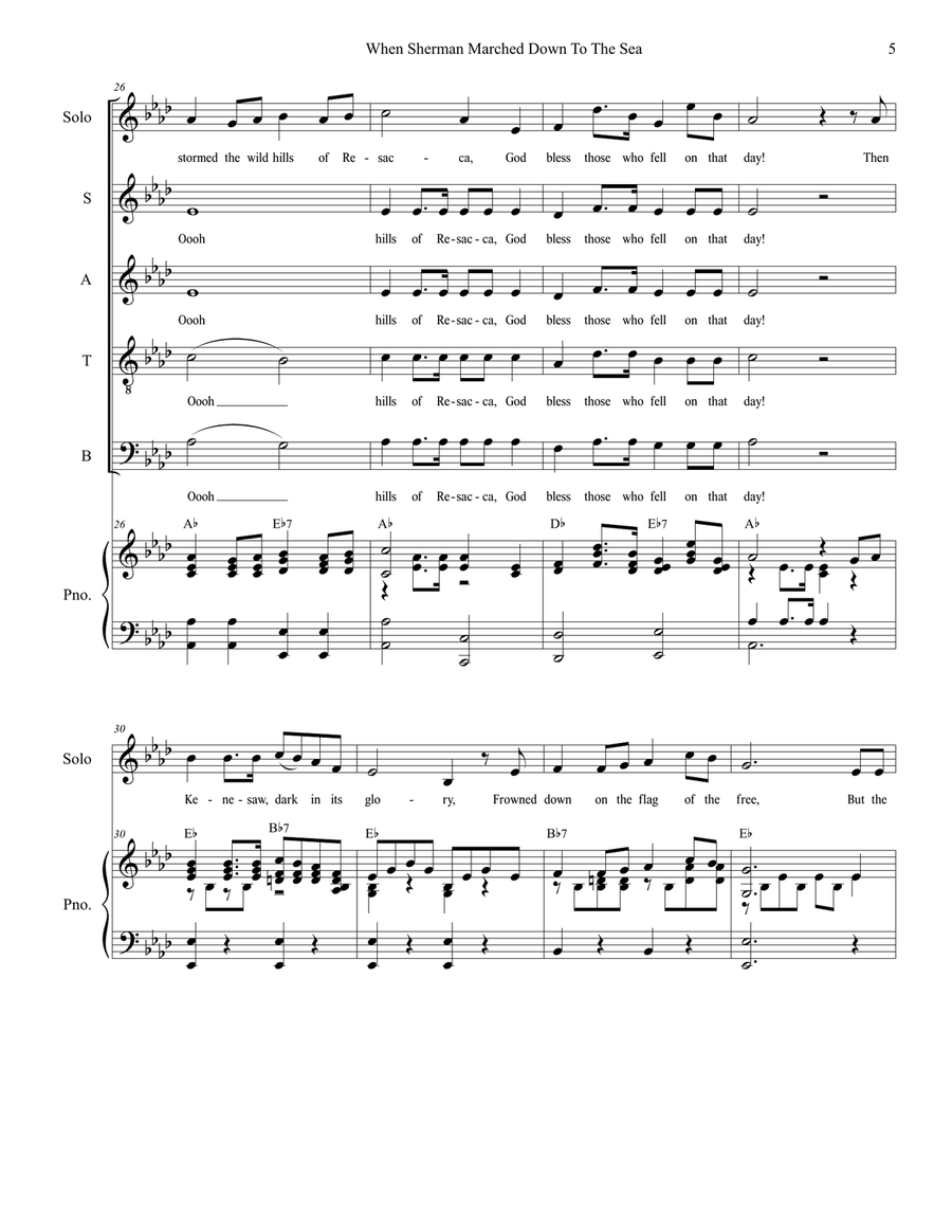 When Sherman Marched Down To The Sea 4-Part scores gallery preview page 6