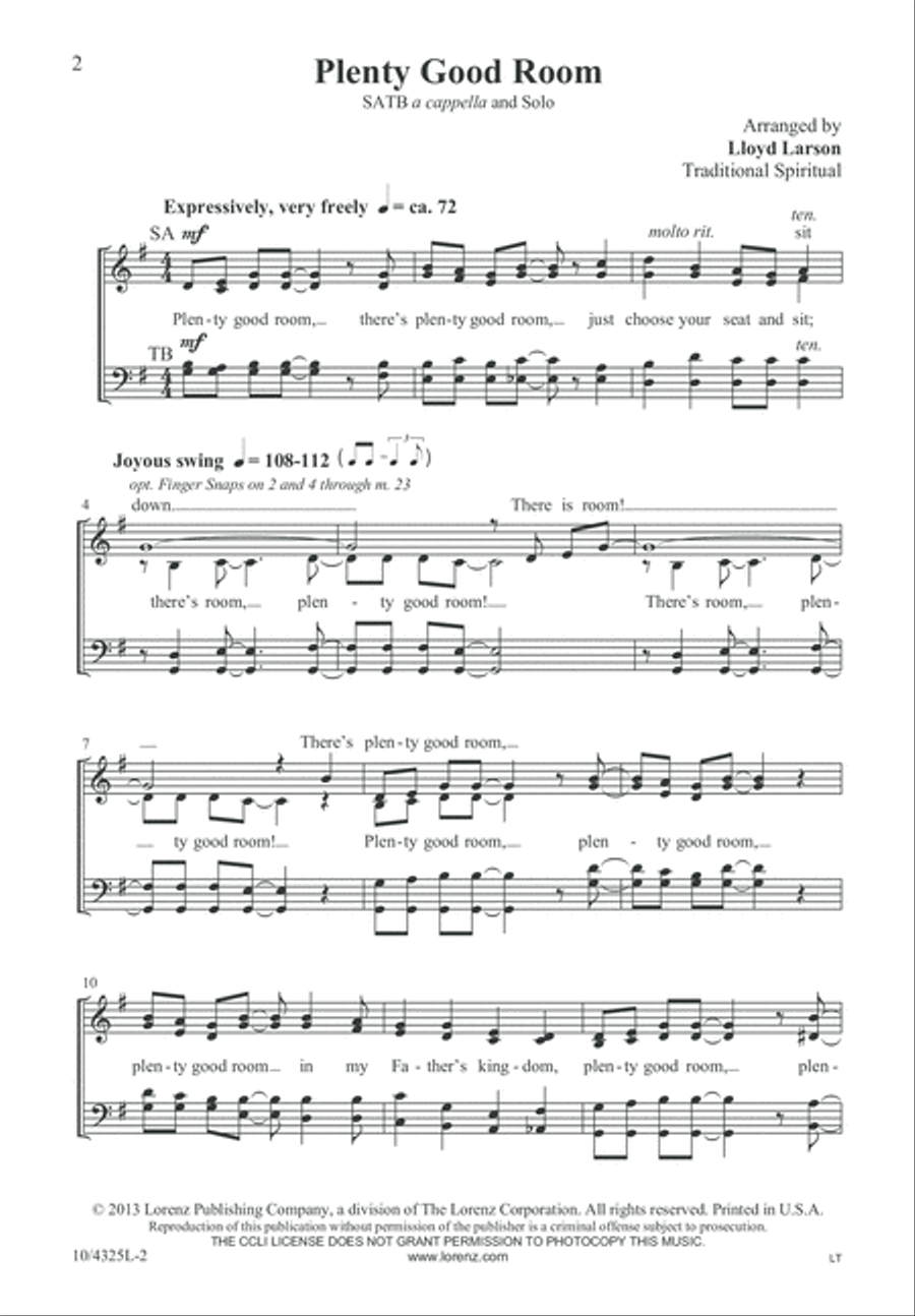Plenty Good Room Plenty Good Room 4-Part scores gallery preview page 2