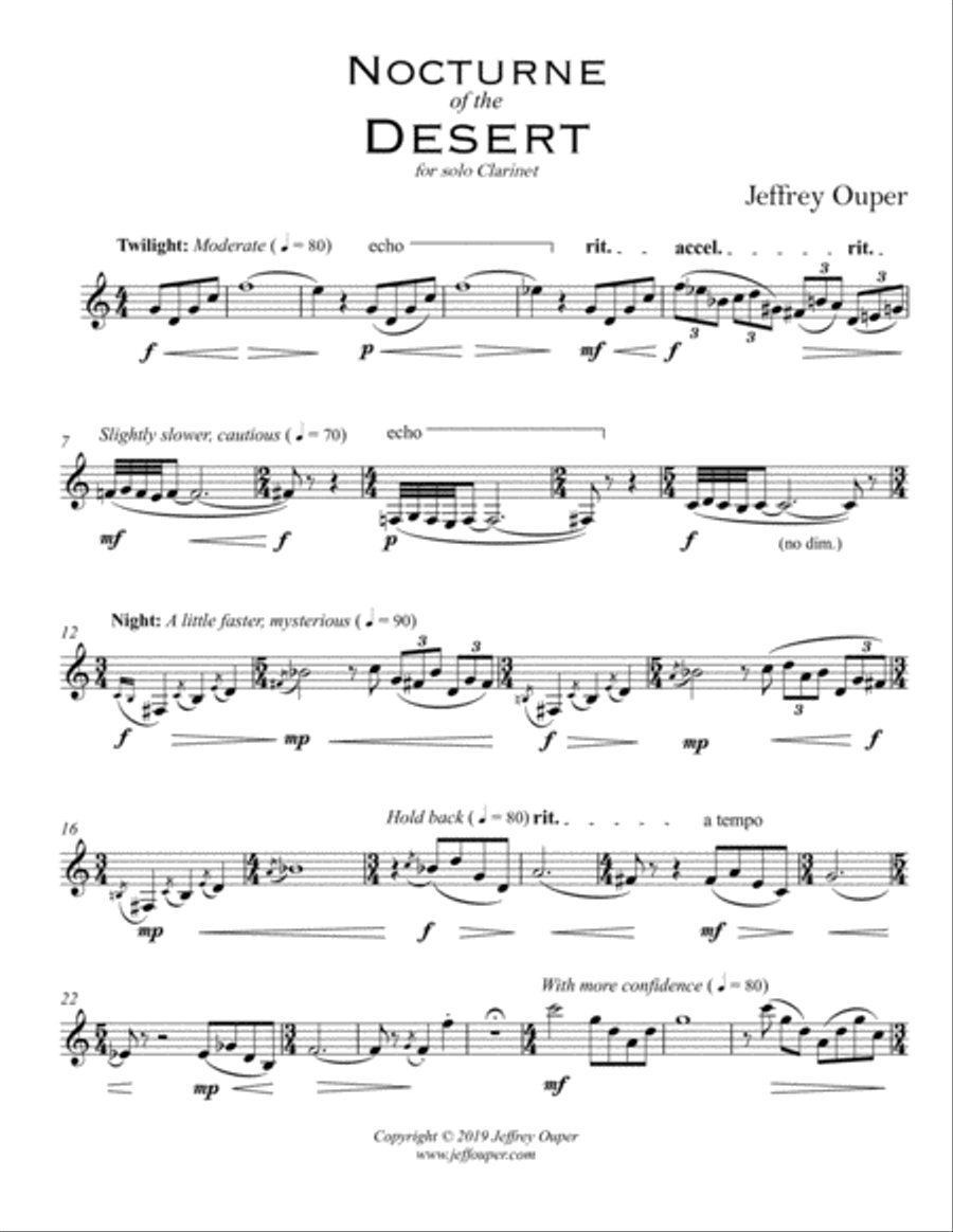 Nocturne of the Desert (for Solo Clarinet) Clarinet Solo scores gallery preview page 1