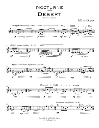 Book cover for Nocturne of the Desert (for Solo Clarinet)