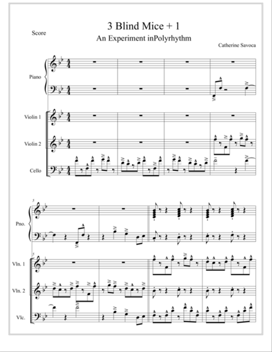 Three Blind Mice + 1 Piano Trio scores gallery preview page 1