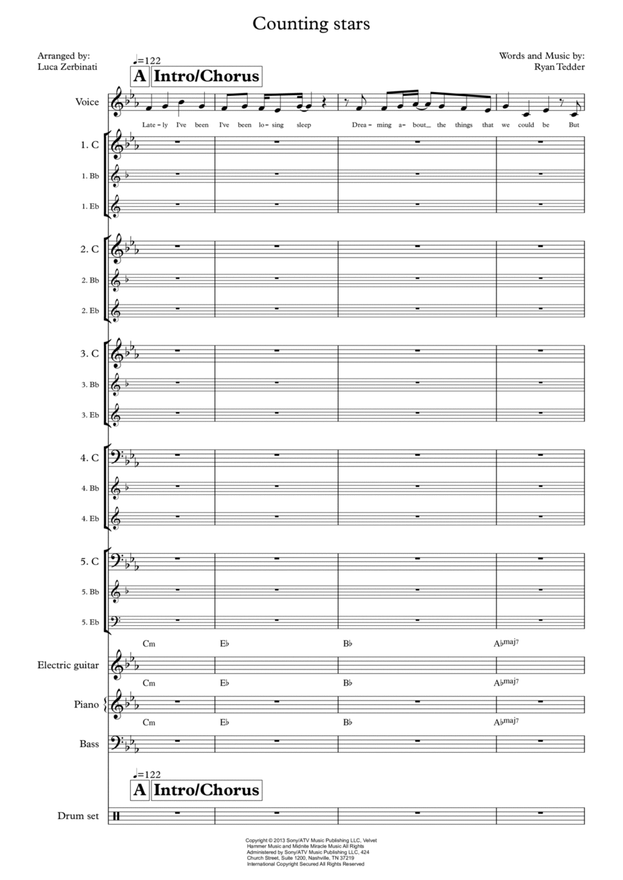 Counting Stars Concert Band scores gallery preview page 1