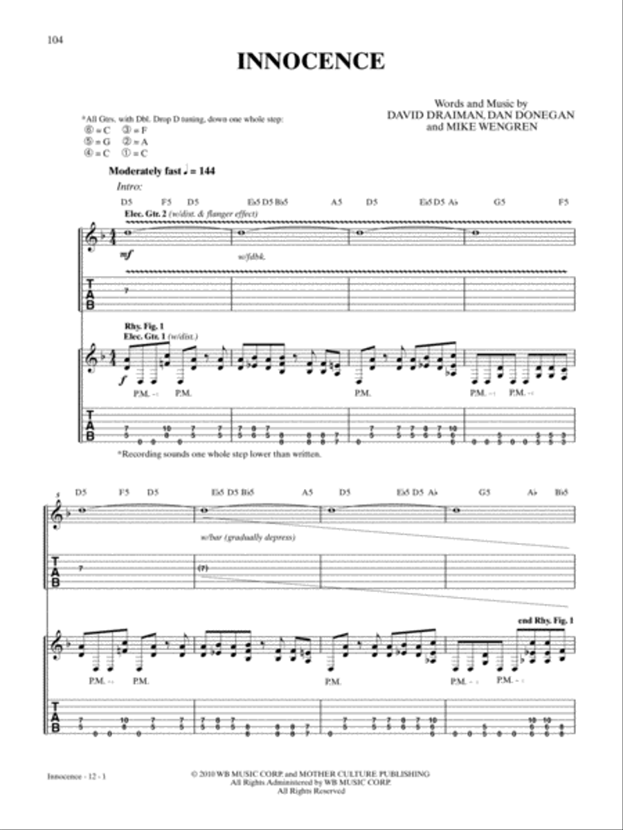 Innocence Innocence Guitar Tablature scores gallery preview page 1