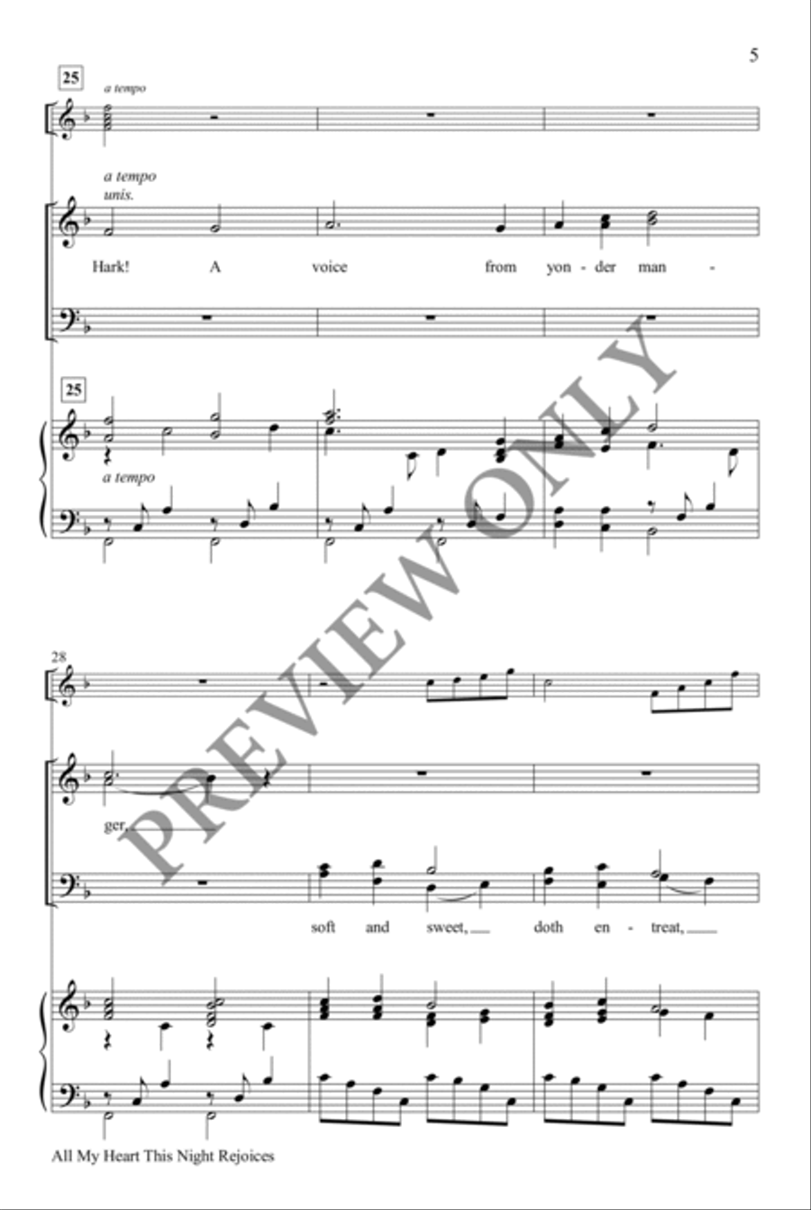 All My Heart This Night Rejoices 4-Part scores gallery preview page 5