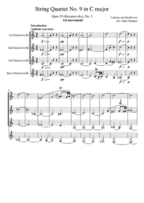 Ludwig van Beethoven: Quartet No.9 in C major Op.59 for 4 Clarinets (3Clarinets and Bass Clarinet).