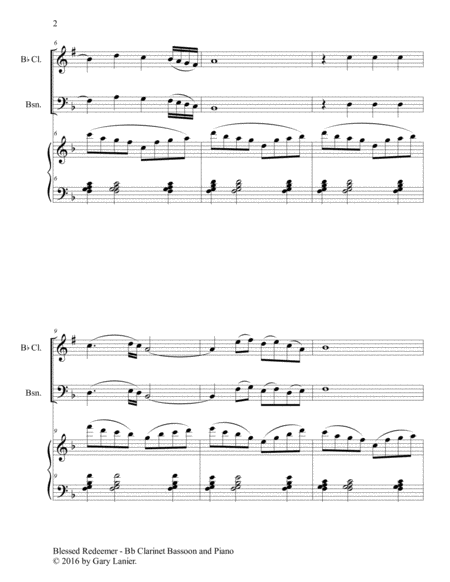 3 FAVORITE HYMNS (Trio - Bb Clarinet, Bassoon & Piano with Score/Parts) image number null