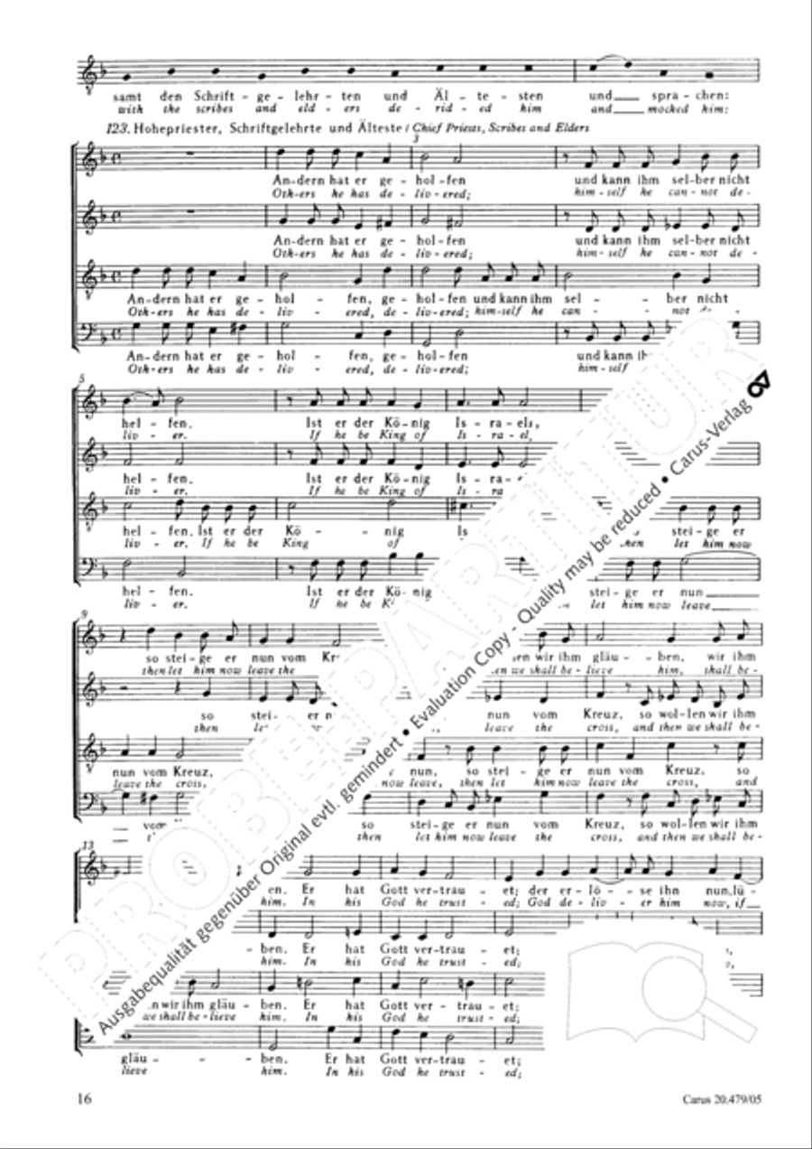 St. Matthew Passion (Matthaus-Passion) 4-Part scores gallery preview page 17
