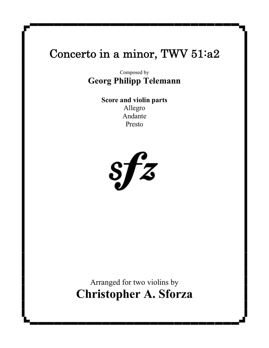 Concerto in a minor, TWV 51:a2 String Duet scores gallery preview page 1