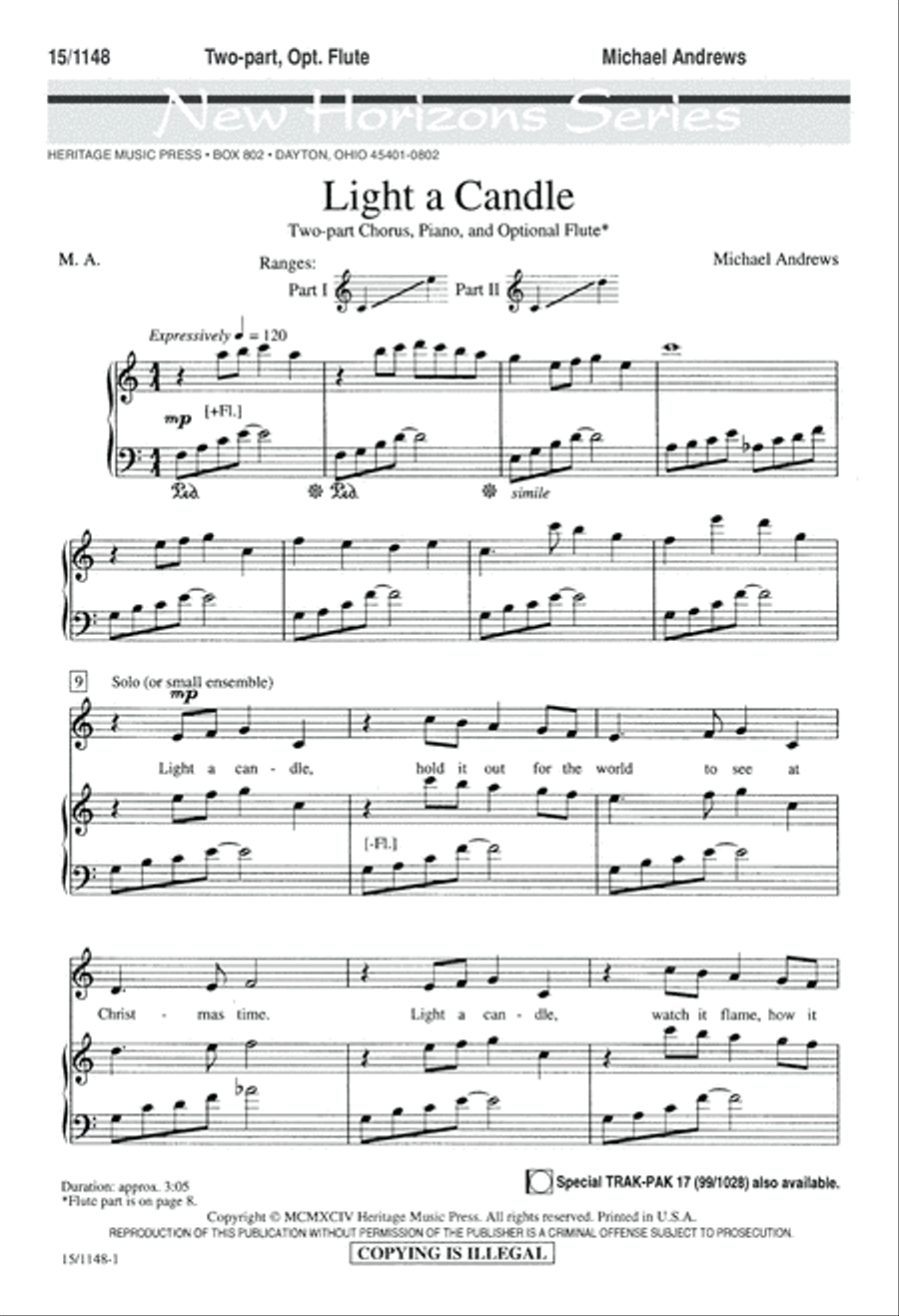 Light a Candle 2-Part scores gallery preview page 1