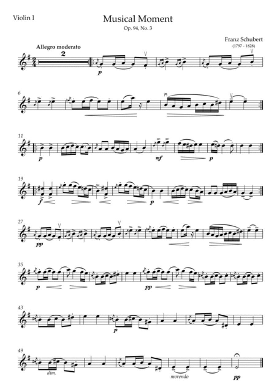Musical Moment Op. 94, No. 3 String Quartet scores gallery preview page 4