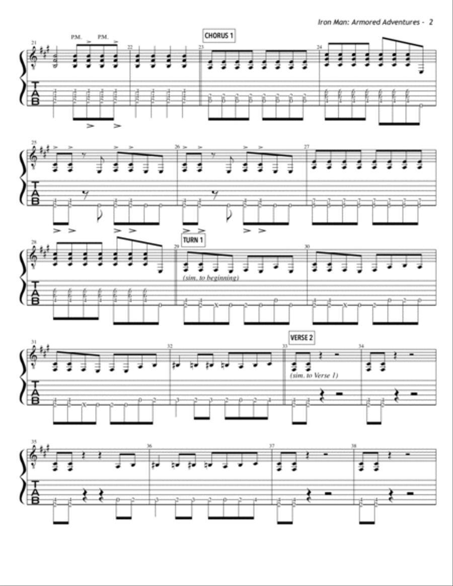 Iron Man Armored Adventures Guitar Tablature scores gallery preview page 2